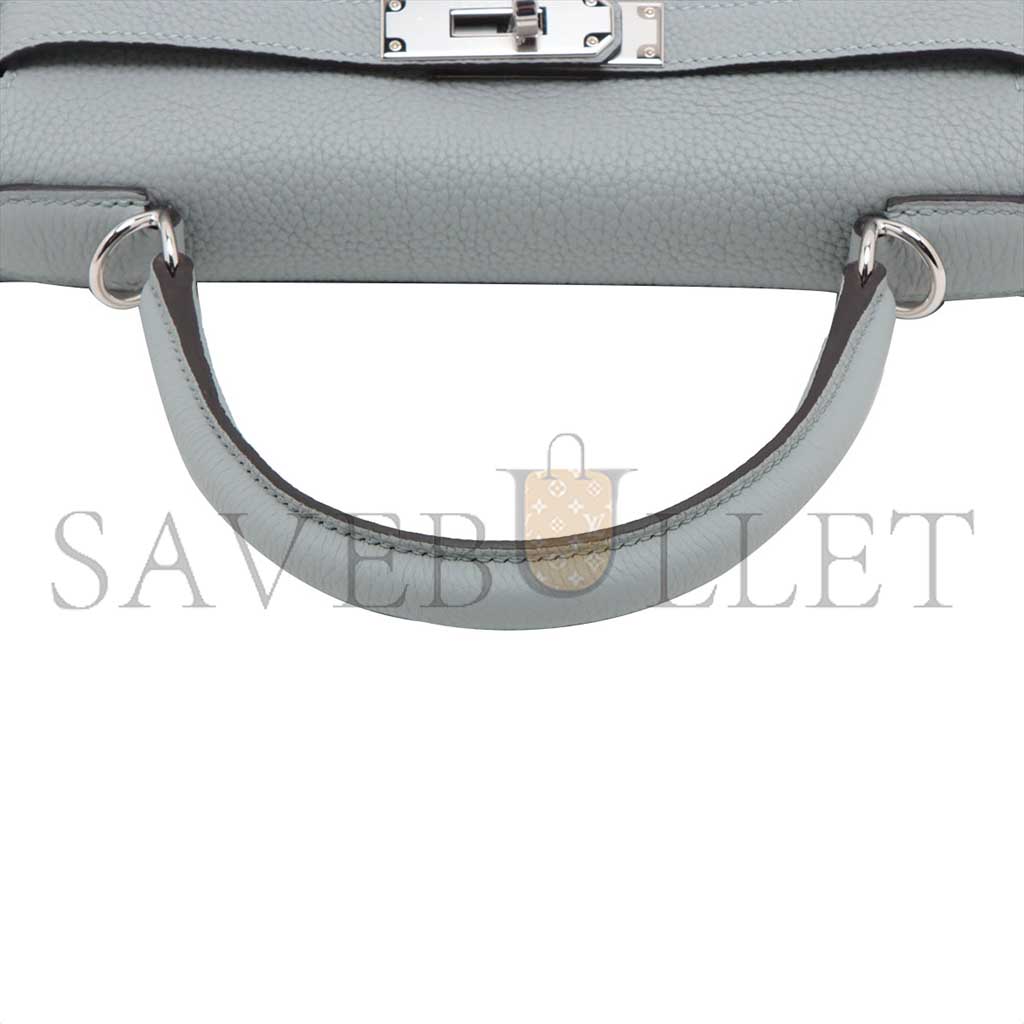 HERMÈS KELLY 28 TOGO BLUE GLACIER SILVER METAL FITTINGS (28*22*10cm) 